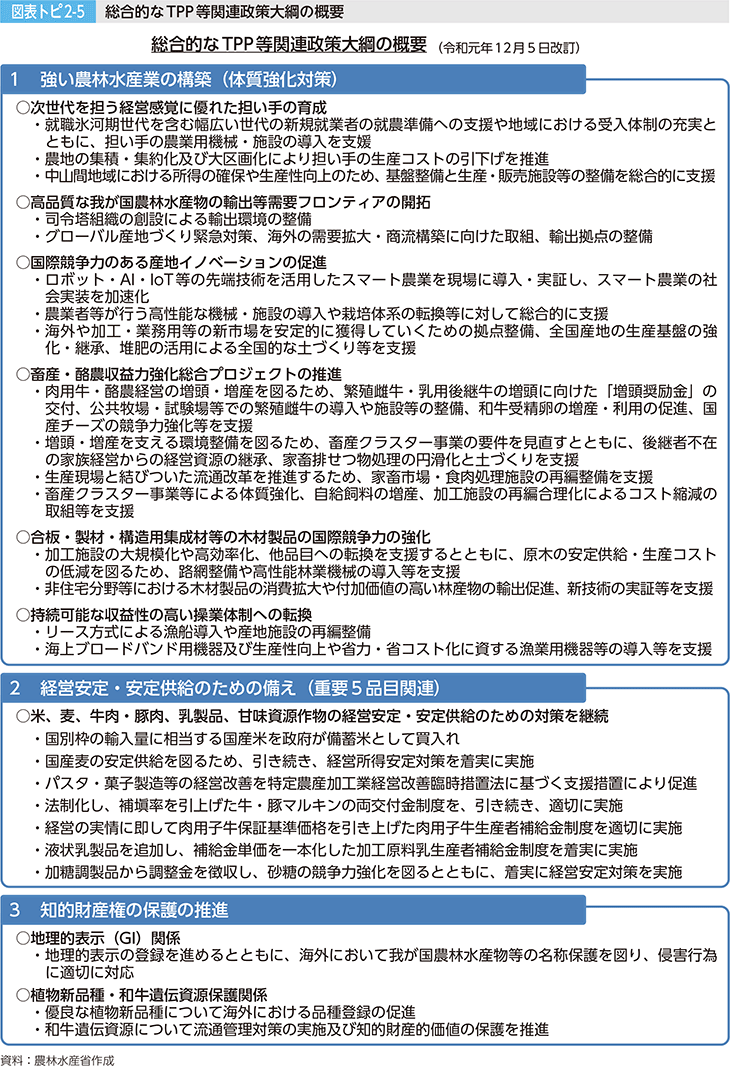 図表トピ2-5 総合的なTPP等関連政策大綱の概要