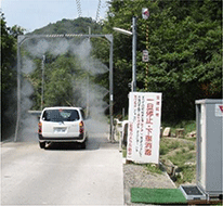 農場に入る車両の徹底した消毒