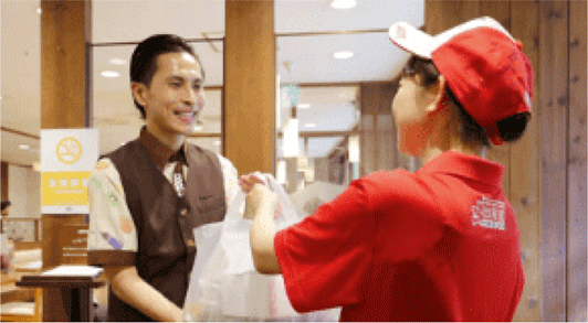 飲食店から商品を受取