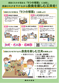 会食の際に感染リスクを下げる工夫を呼びかけるポスター