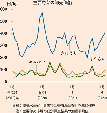 主要野菜の卸売価格