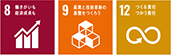 SDGsアイコン(目標8、9、12)