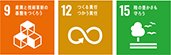 SDGsアイコン(目標9、12、15)