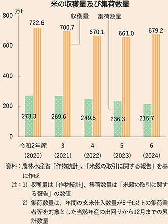 米の収穫量及び集荷数量 米の収穫量及び集荷数量
