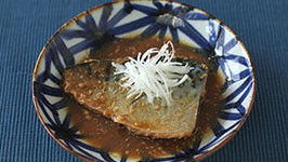 Mackerel cooked in a miso sauce