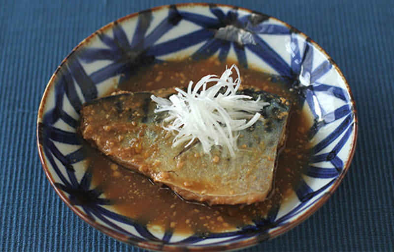 Mackerel cooked in a miso sauce