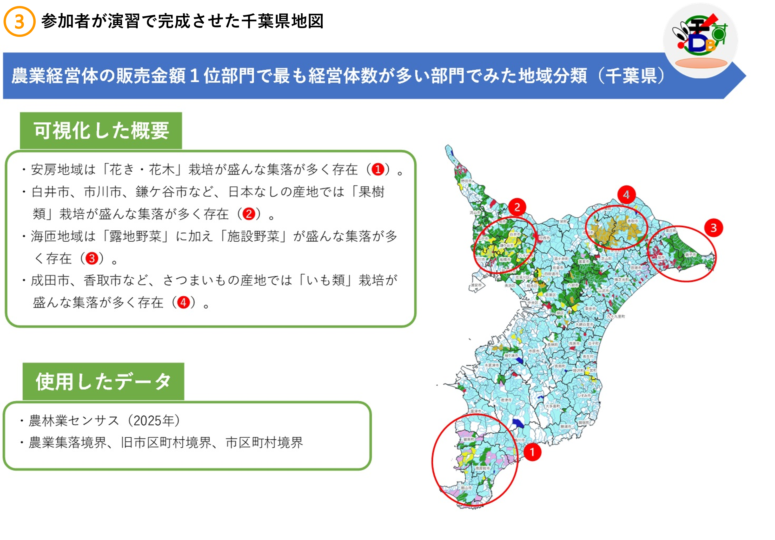 演習で完成させた千葉県地図