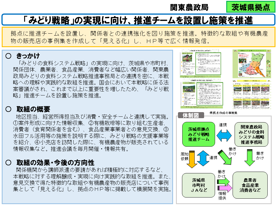「みどり戦略」の実現に向け、推進チームを設置し施策を推進