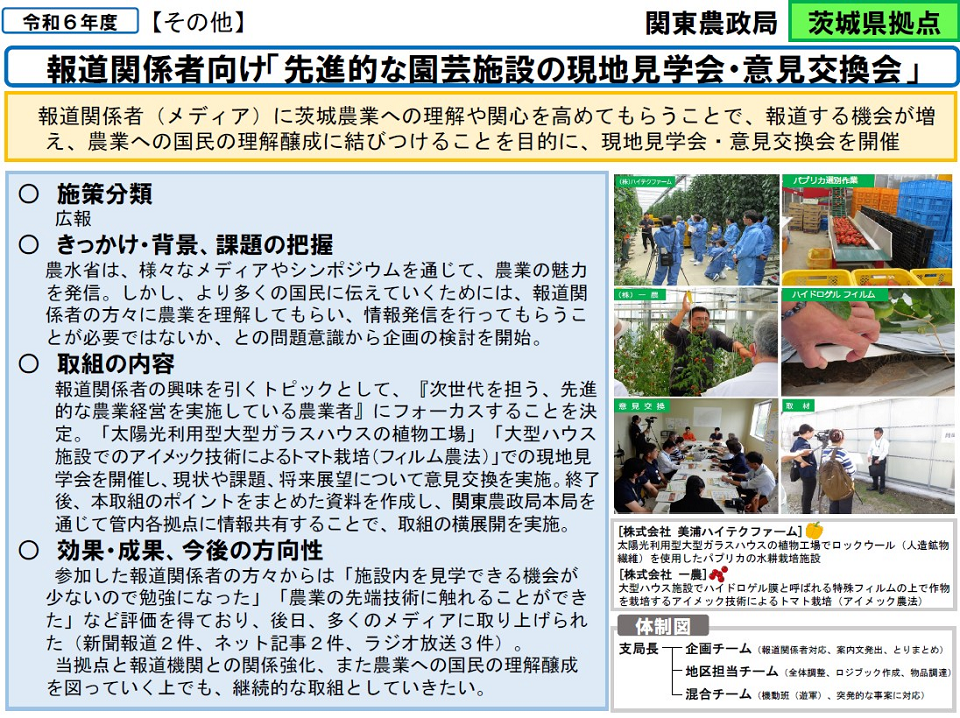 報道関係者向け「先進的な園芸施設の現地見学会・意見交換会」