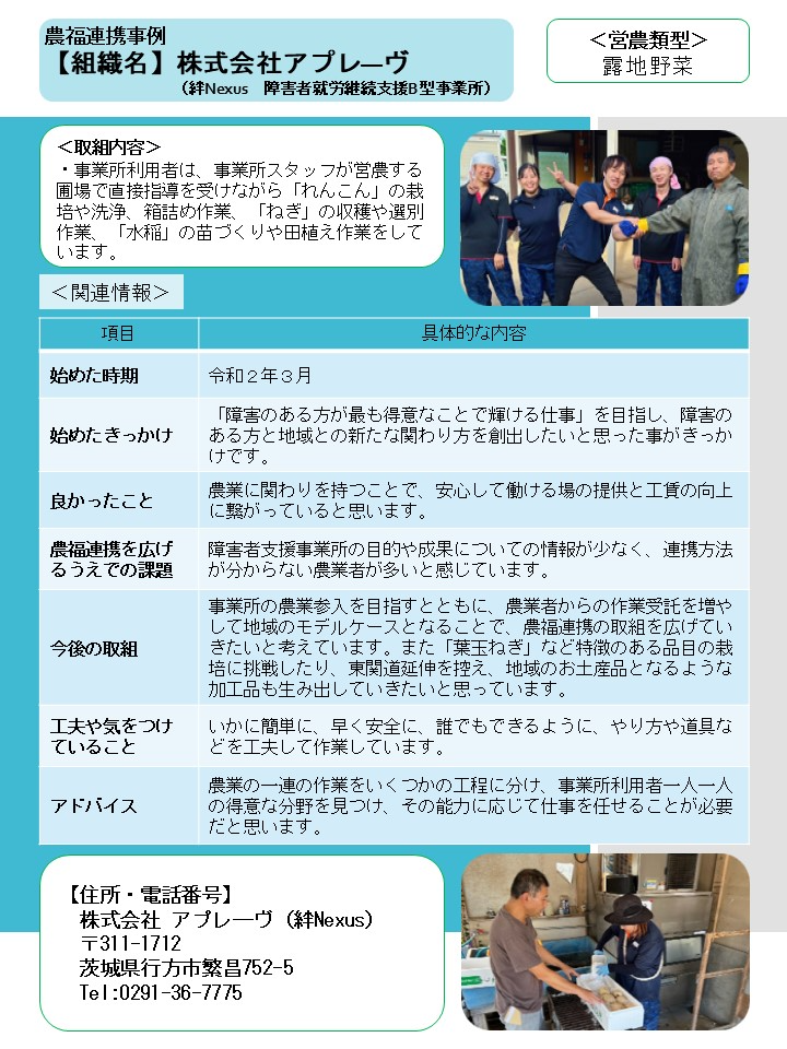 株式会社アプレ―ヴ（絆Nexus）（行方市）