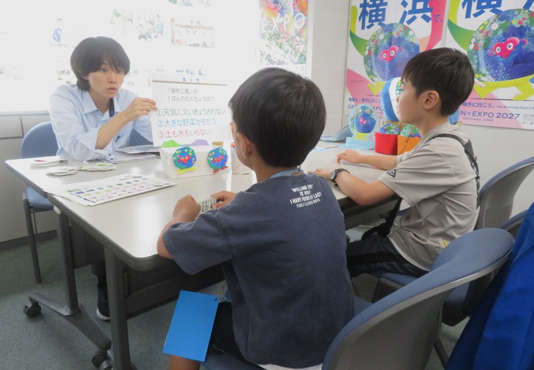 子どもたちに質問している写真