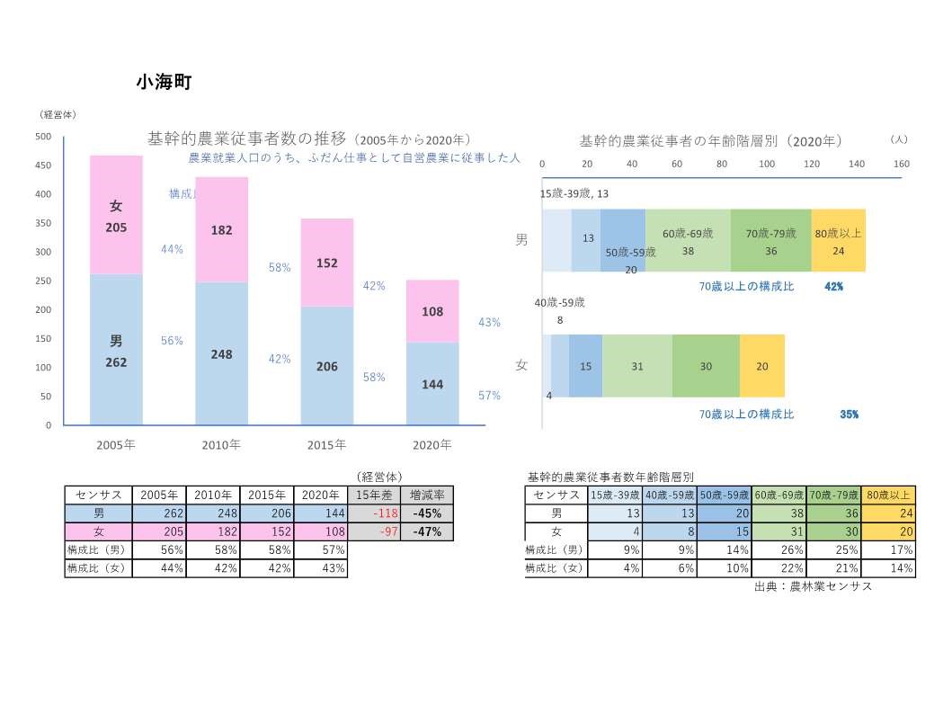 基幹的農業従事者数の推移_小海町
