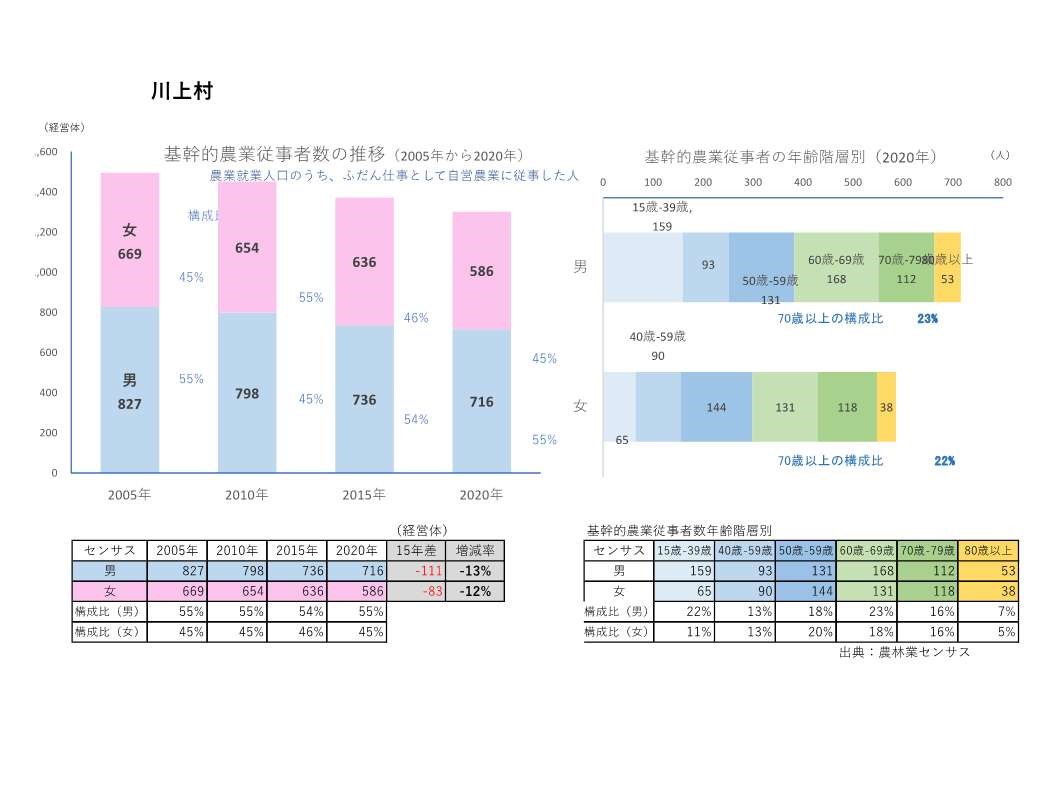 基幹的農業従事者数の推移_川上村