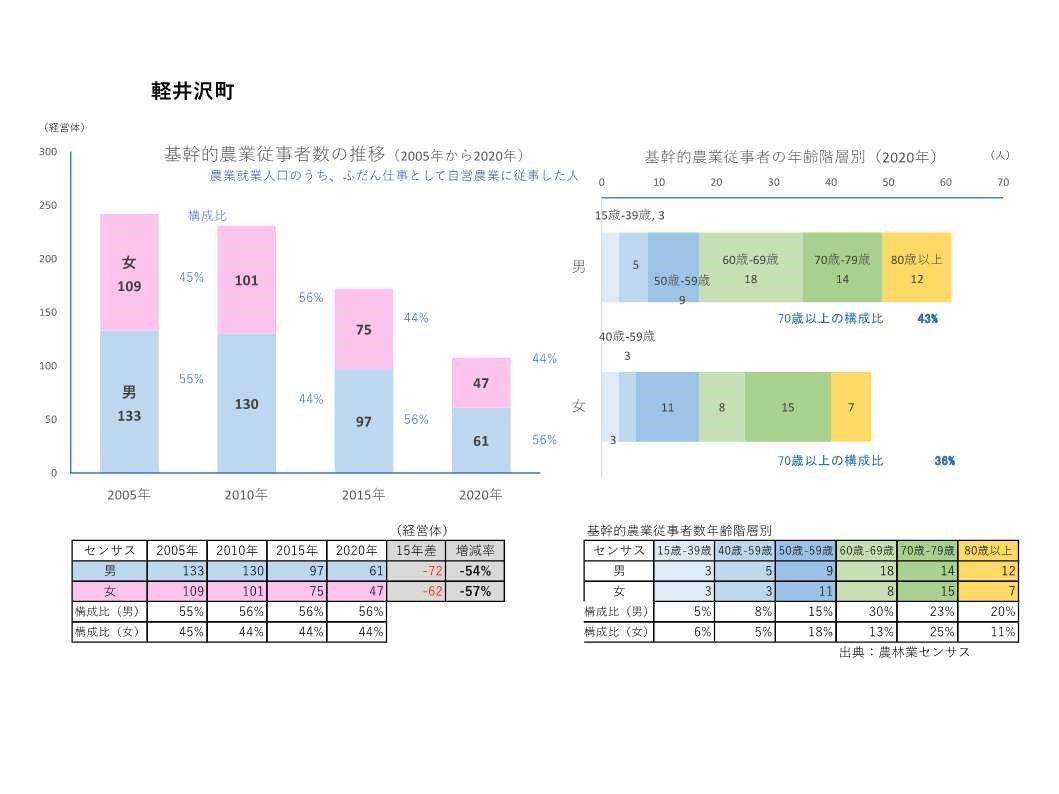 基幹的農業従事者数の推移_軽井沢町