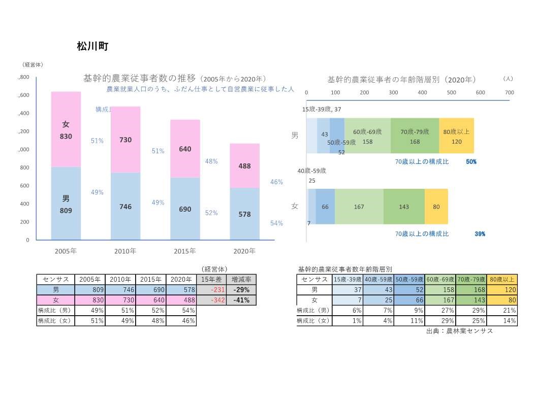基幹的農業従事者数の推移_松川町