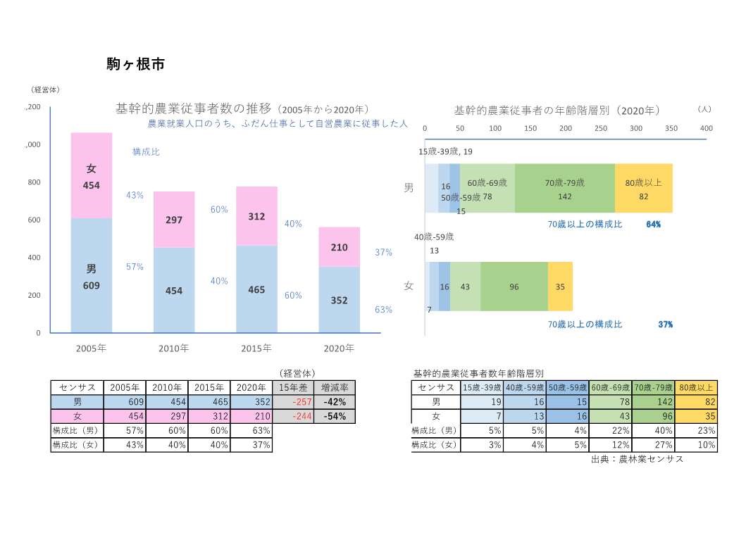 基幹的農業従事者数の推移_駒ヶ根市