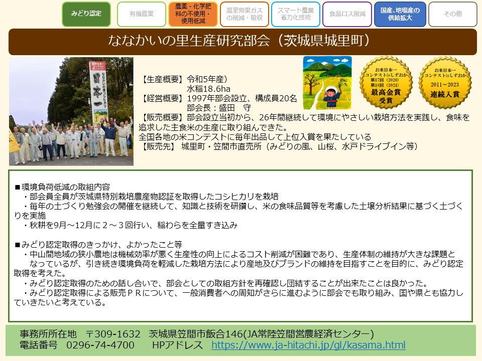 ななかいの里生産研究部会(茨城県城里町)
