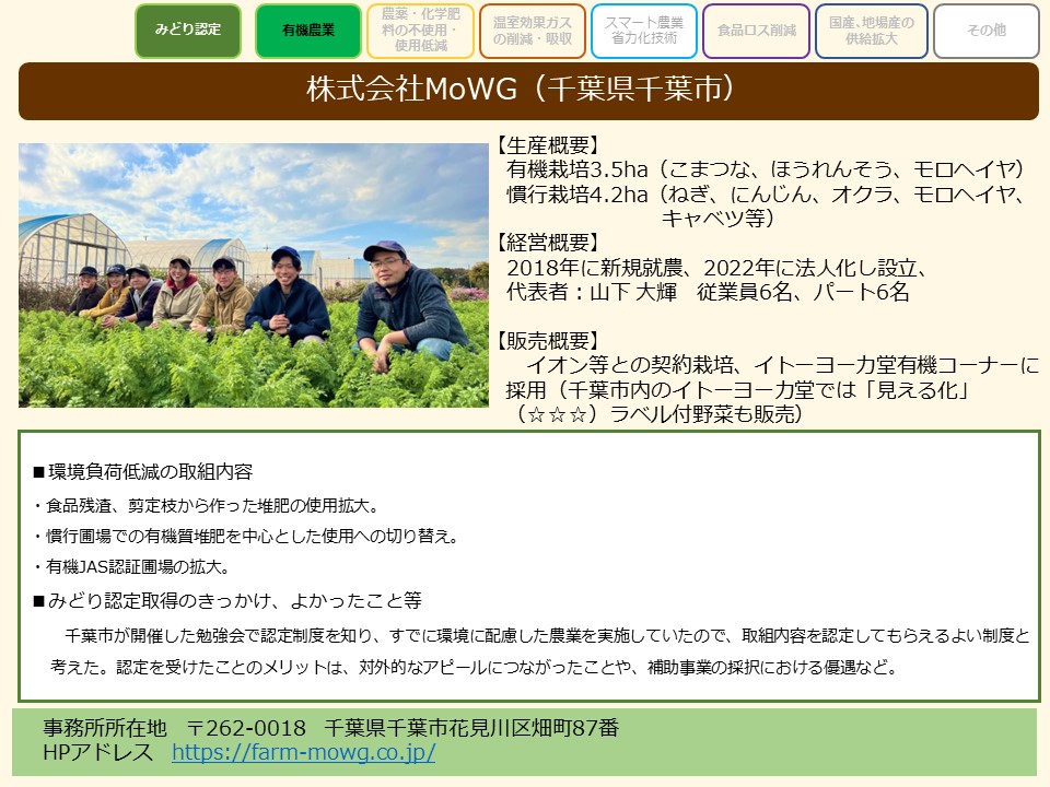 みどり認定_株式会社MoWG（千葉県千葉市）
