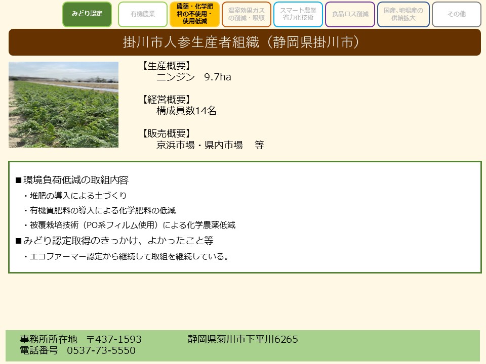 掛川市人参生産者組織(静岡県掛川市)