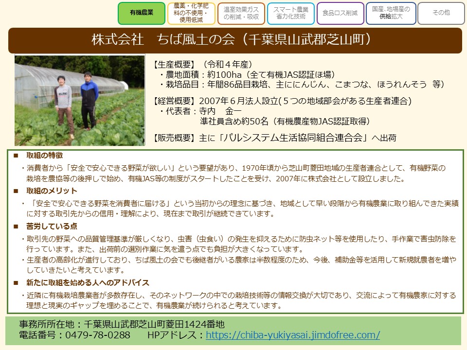 株式会社　ちば風土の会（千葉県山武郡芝山町）
