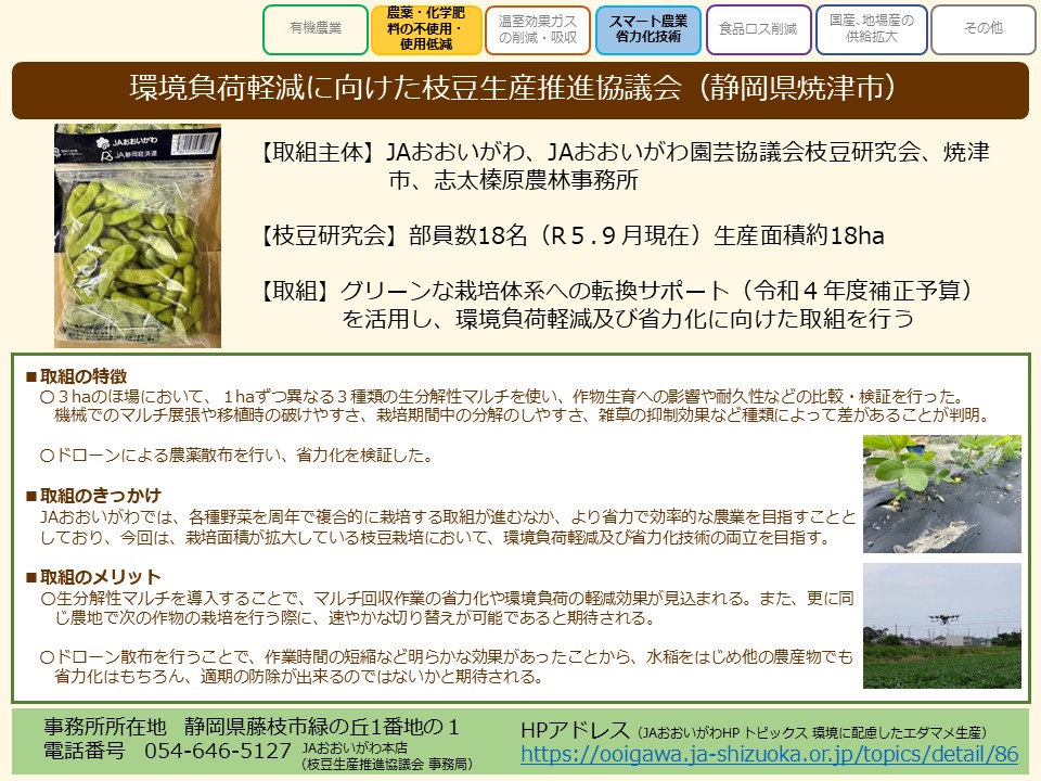 環境負荷軽減に向けた枝豆生産推進協議会(静岡県焼津市)