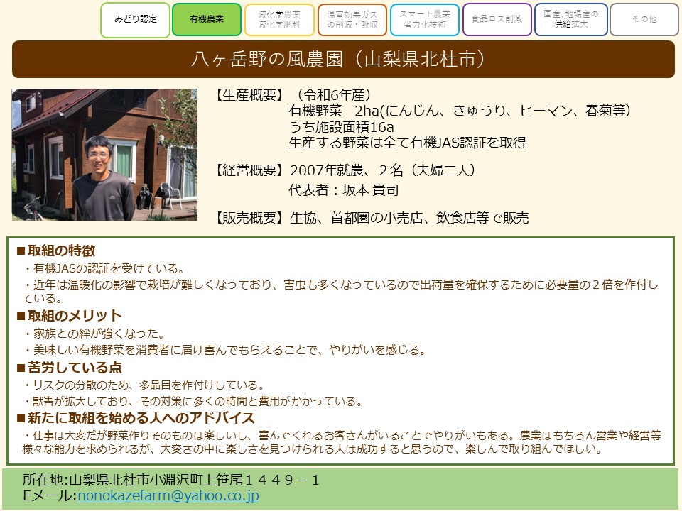 八ヶ岳野の風農園（山梨県北杜市）