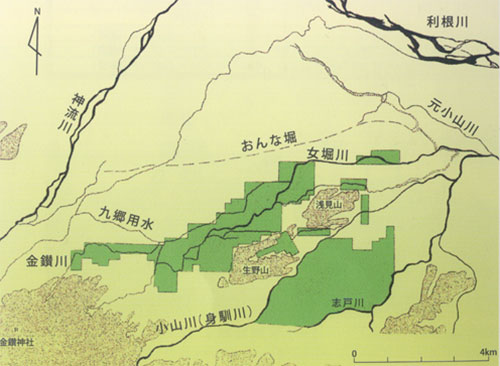 児玉郡周辺条里制分布図