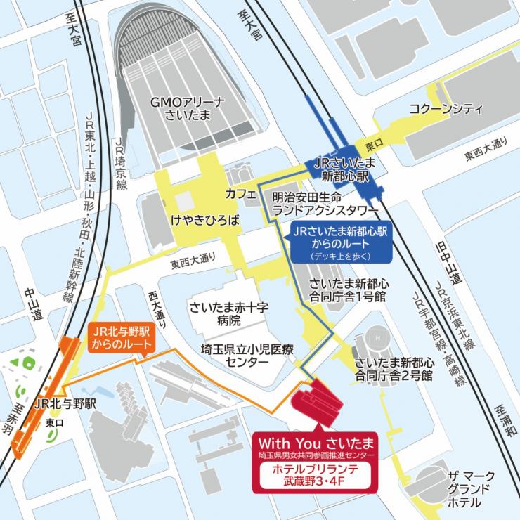 ホテルブリランテまでの案内図