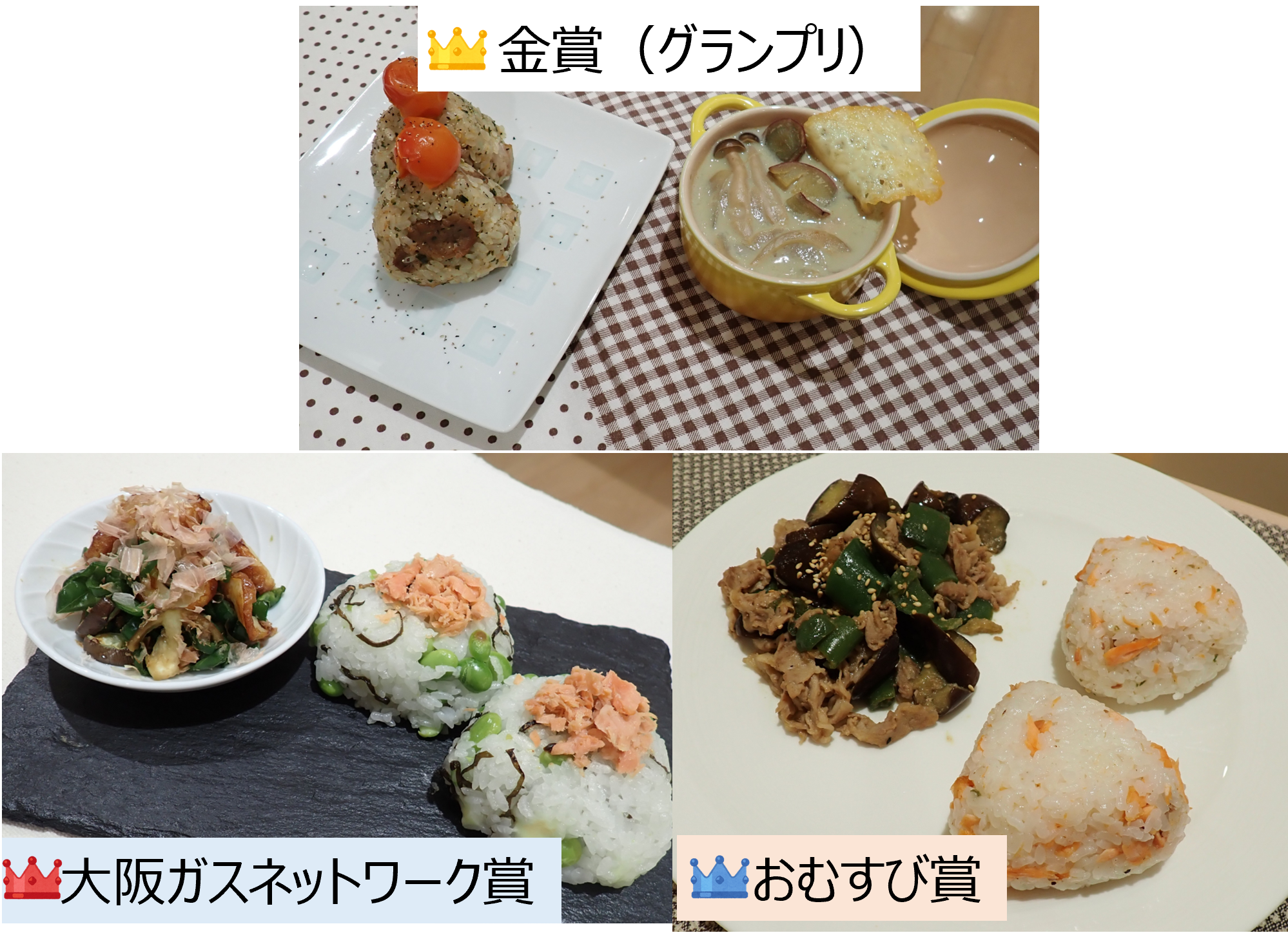 金賞（グランプリ）、大阪ガスネットワーク賞、おむすび賞