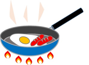 フライパンで目玉焼を焼く