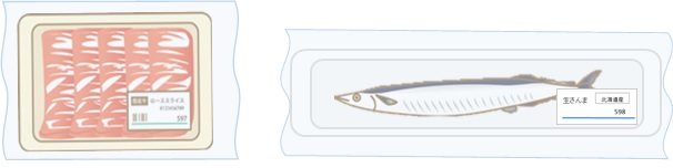 ビニール袋に入れた肉と魚