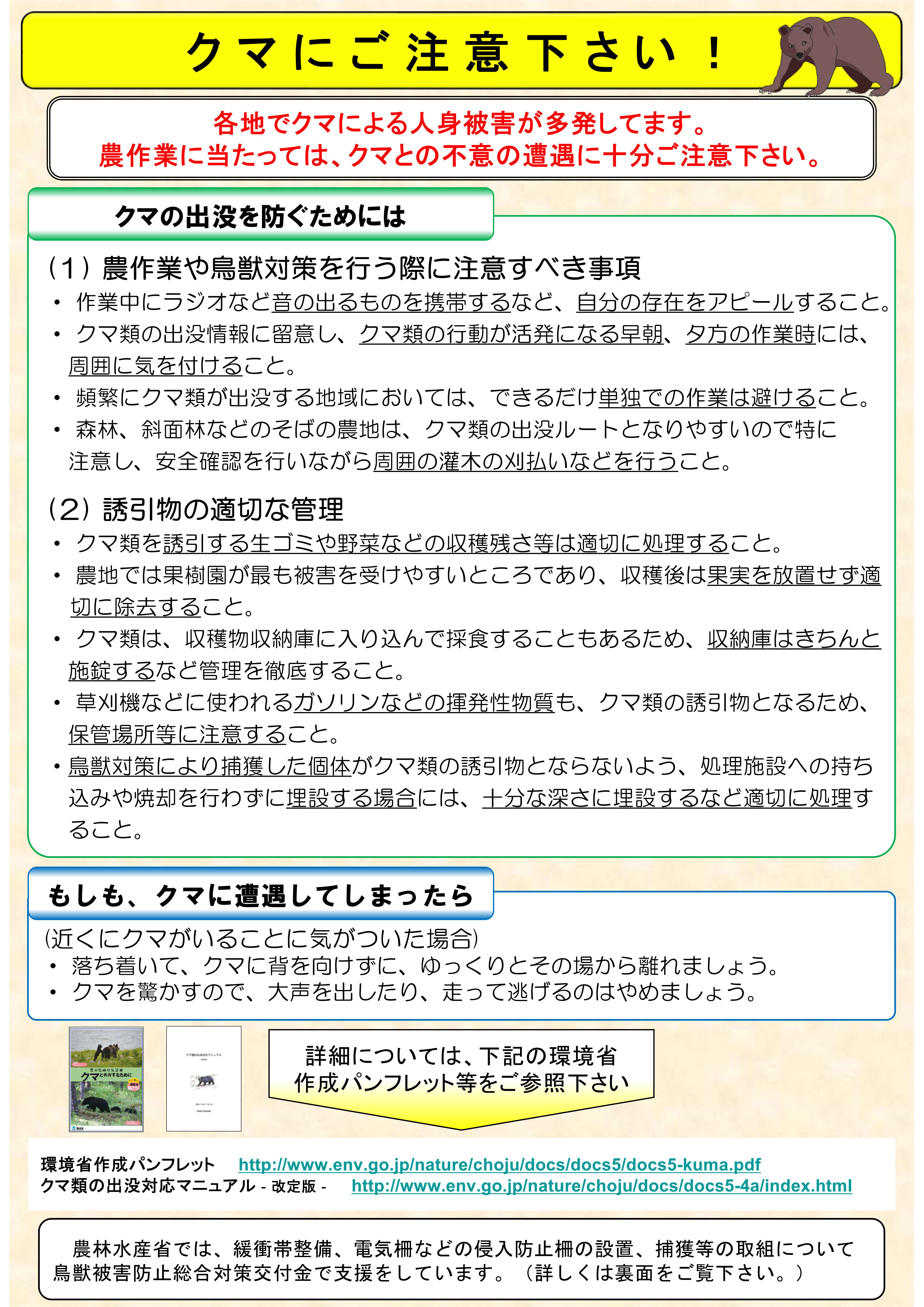 クマにご注意下さい!(チラシ)