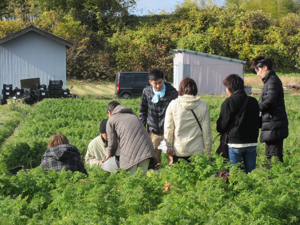 収穫方法を熱心に聞く参加者
