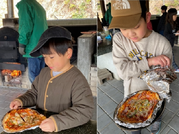 子どもたちのピザづくりの様子