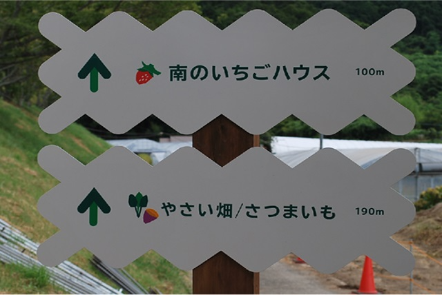 収穫体験農場への案内板