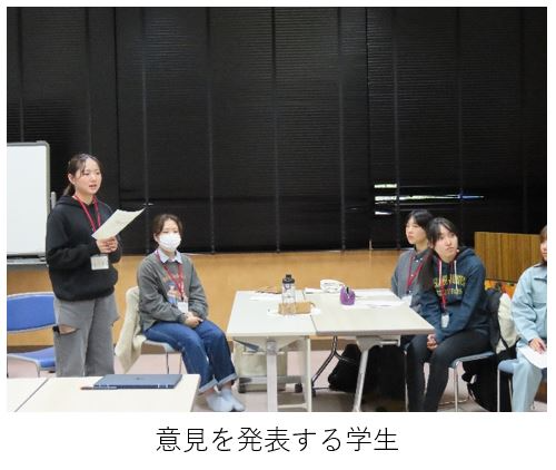 意見を発表する学生