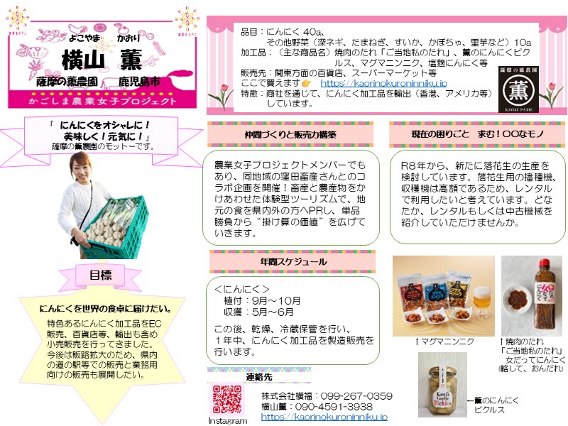 かごしま農業女子プロジェクトメンバーの紹介vol21「横山薫さん」