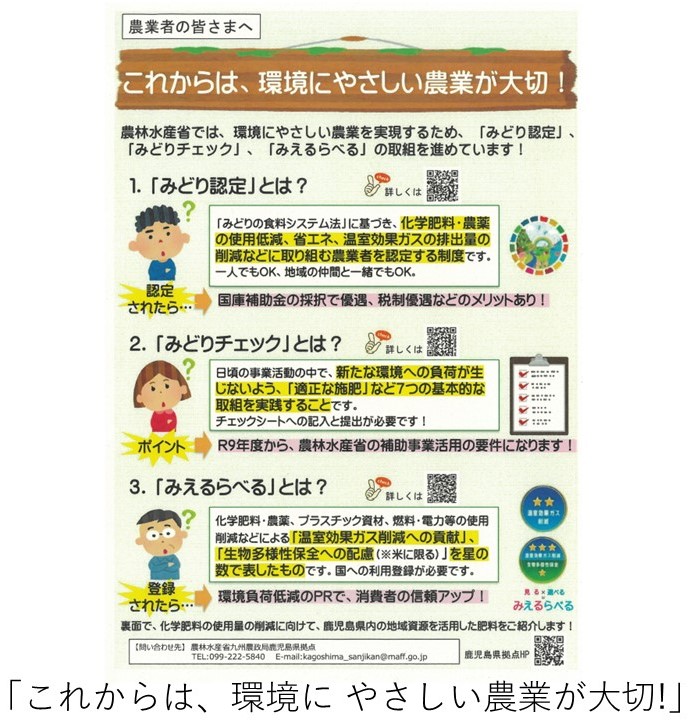 「これからは、環境に やさしい農業が大切!」のお知らせ