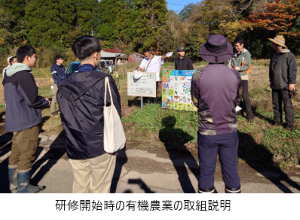 研修開始時の有機農業の取組説明