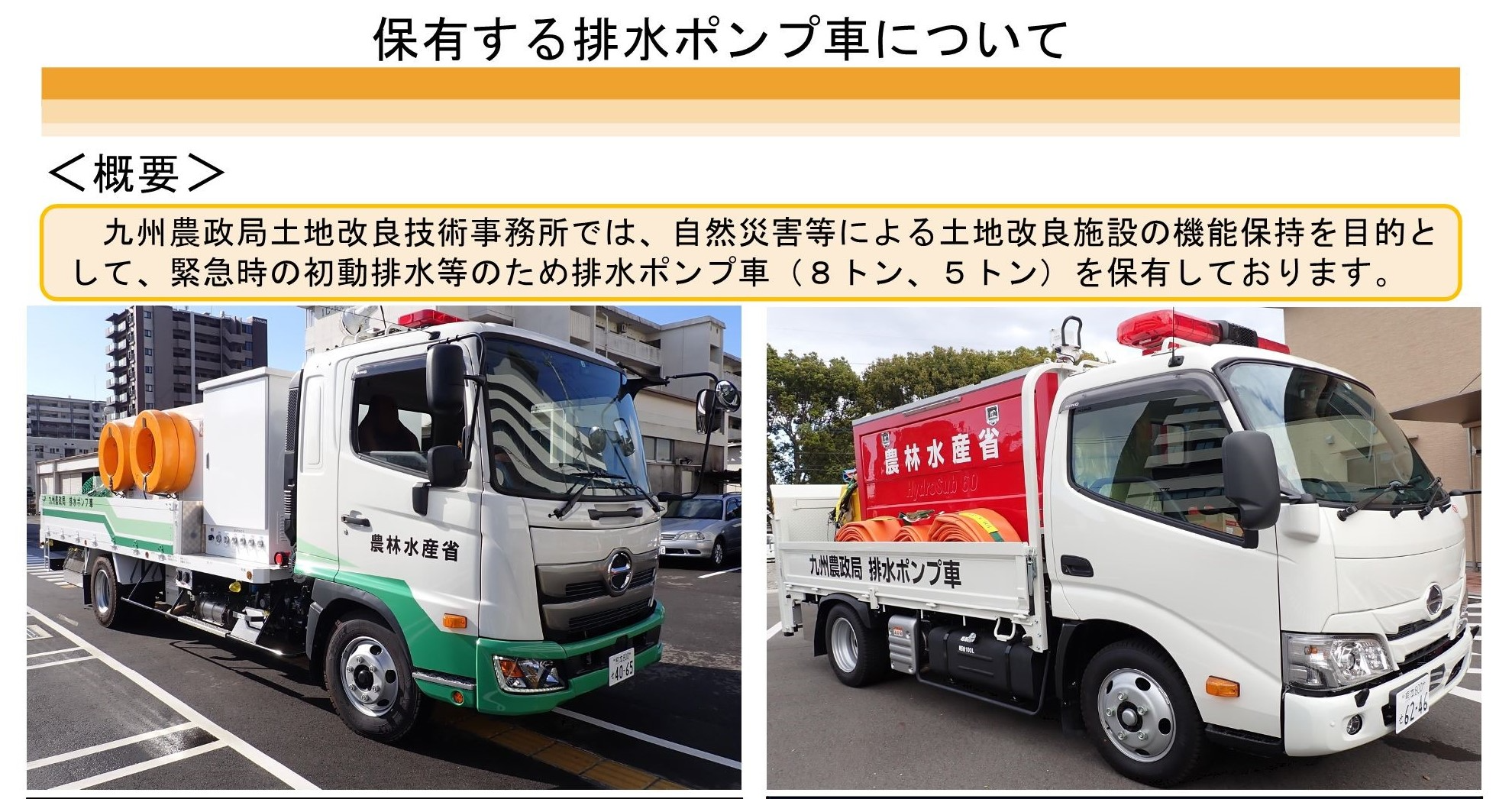災害応急用ポンプ車の保有