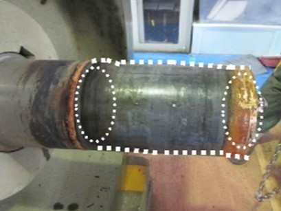 排水機の水中軸受の摩耗状況