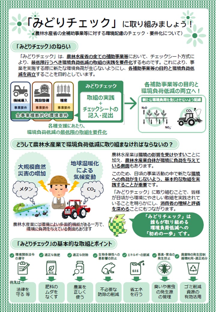 みどりチェックに取り組みましょう 表