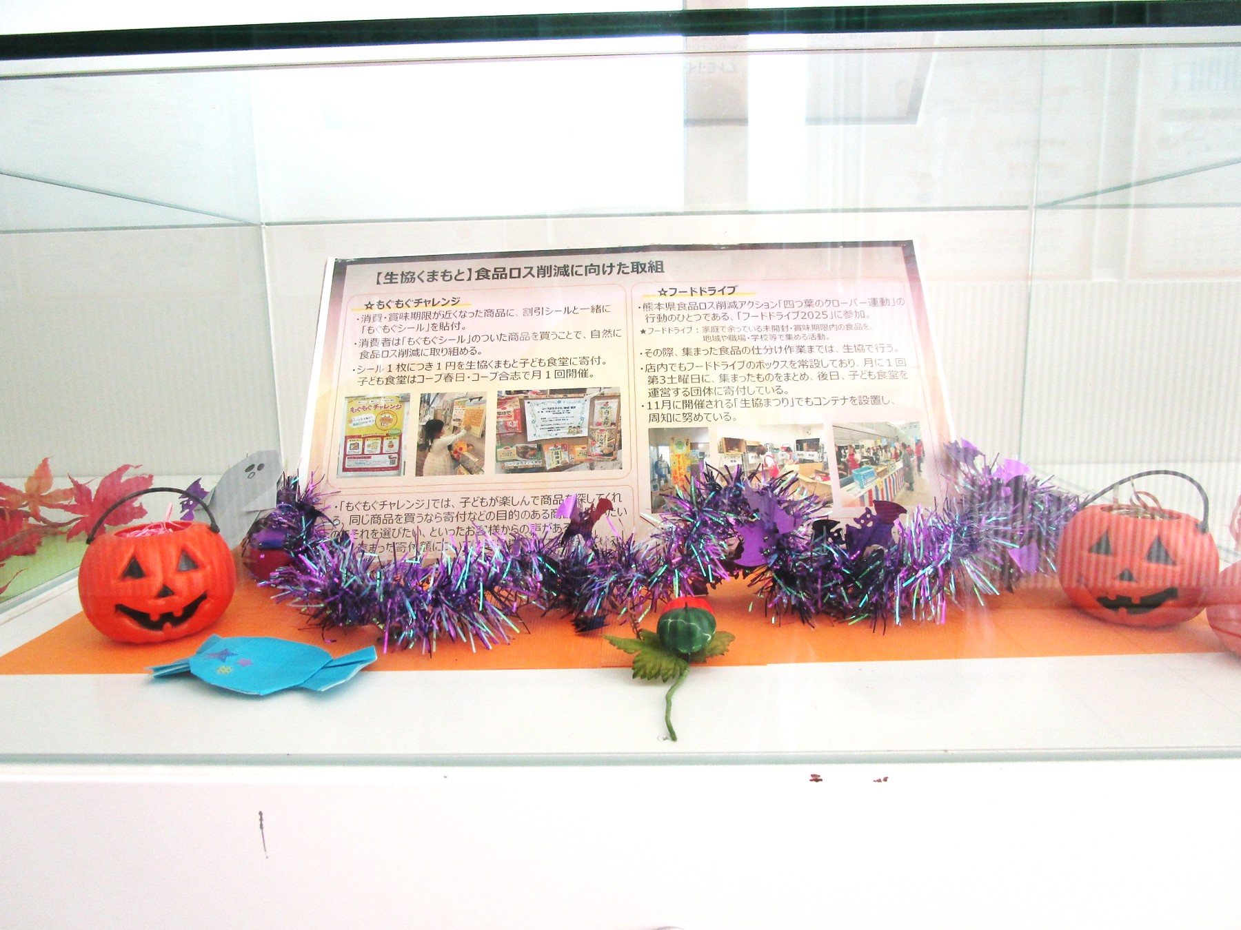 １階消費者の部屋ガラスケース内の展示風景