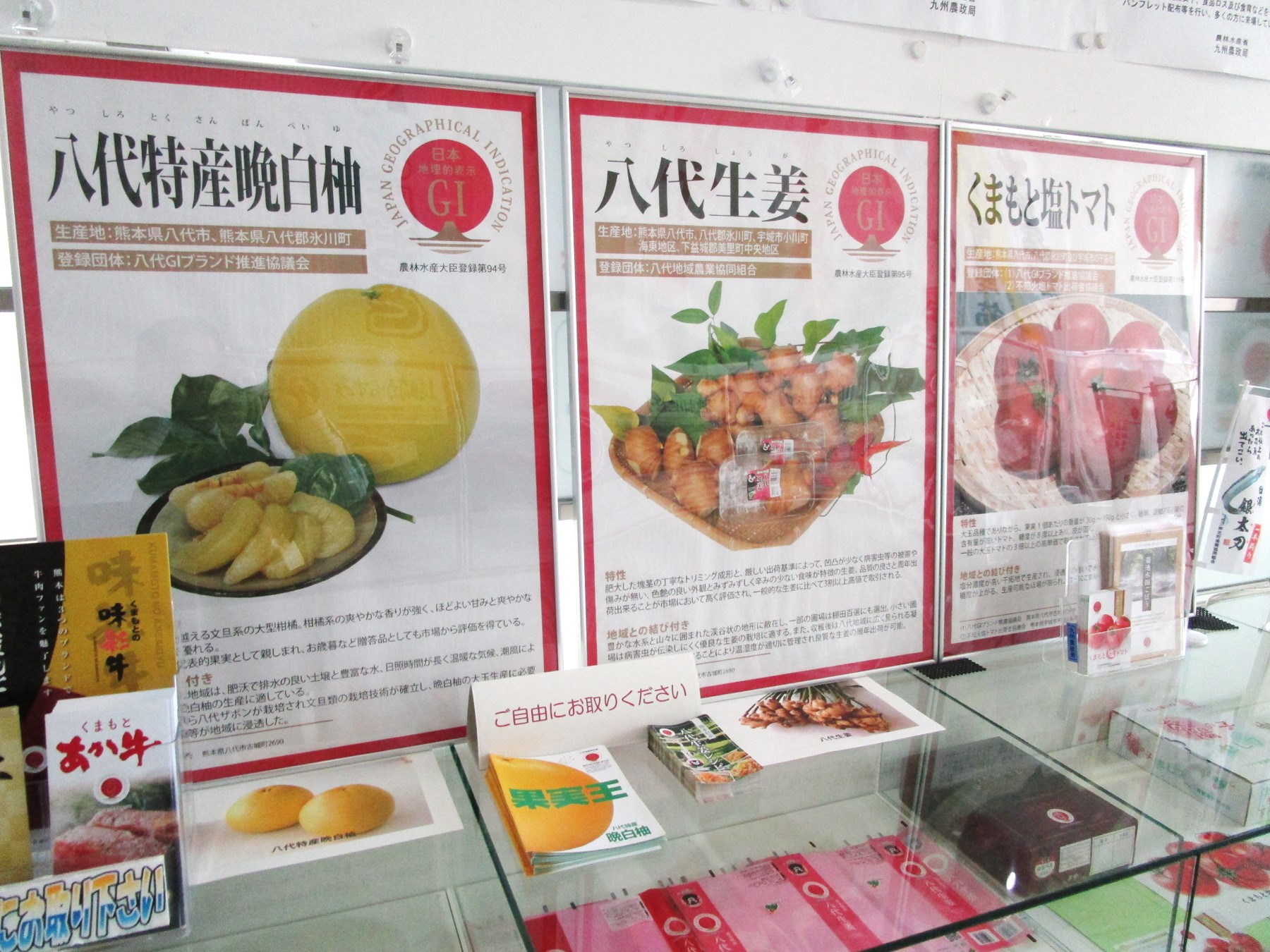 1階消費者の部屋ガラスケース上のパネル展示風景等