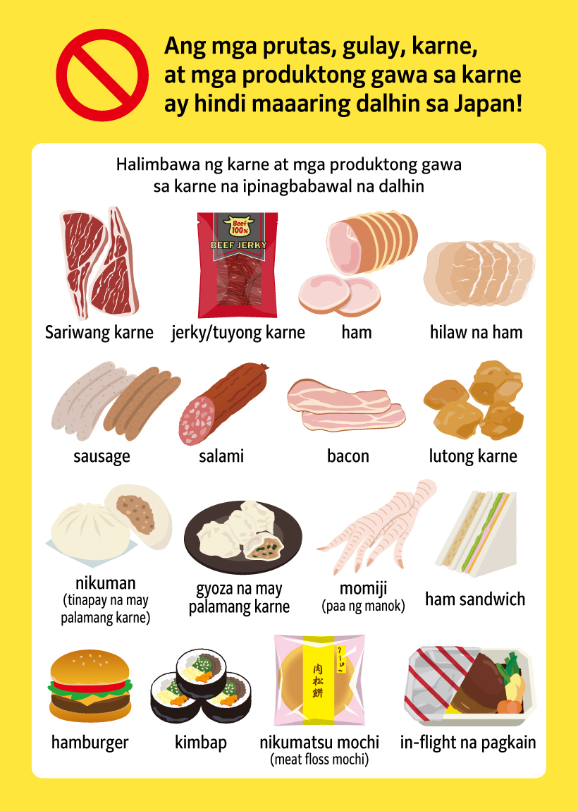 Halimbawa ng karne at mga produktong gawa sa karne na ipinagbabawal na dalhin