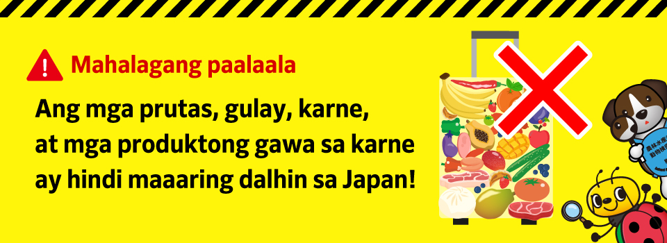 Ang mga prutas, gulay, karne, at mga produktong gawa sa karne ay hindi maaaring dalhin sa Japan!