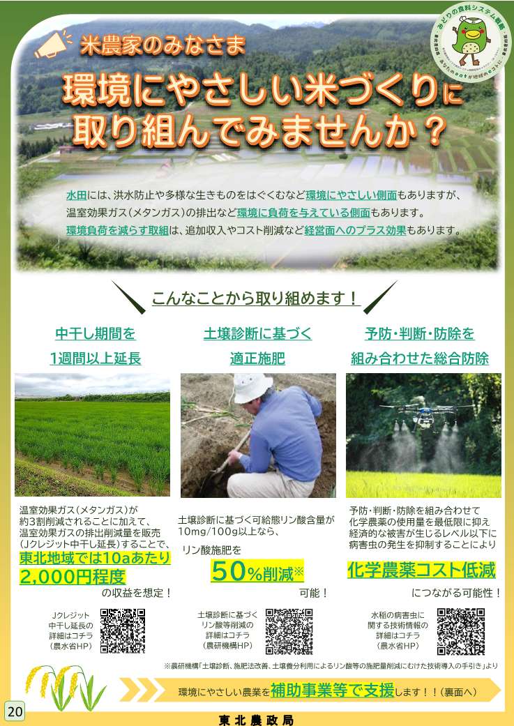 環境にやさしい米づくりチラシ