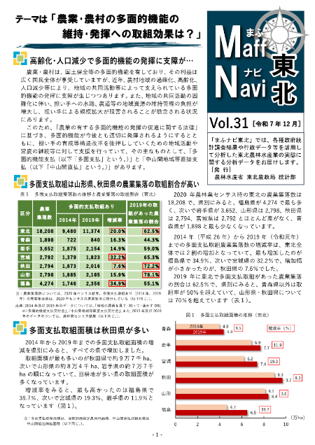 まふナビ「農業・農村の多面的機能の維持・発揮への取組効果は？」