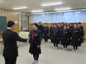 雫石中学校での認定式