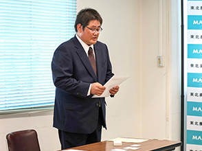 実施計画の概要を説明する 成田農産 飯澤尚史理事